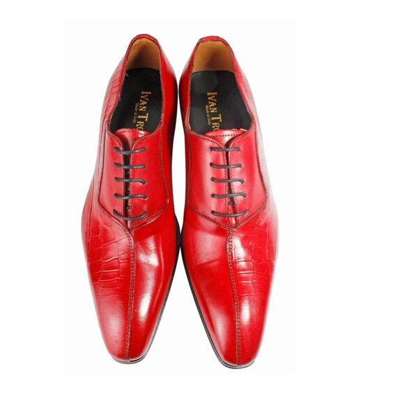 Kay Crocodile Printed Red Half Calfskin Oxford